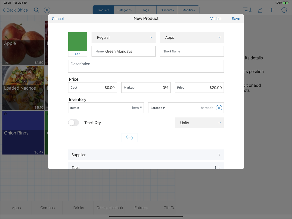 back office add new product screen with bundle name