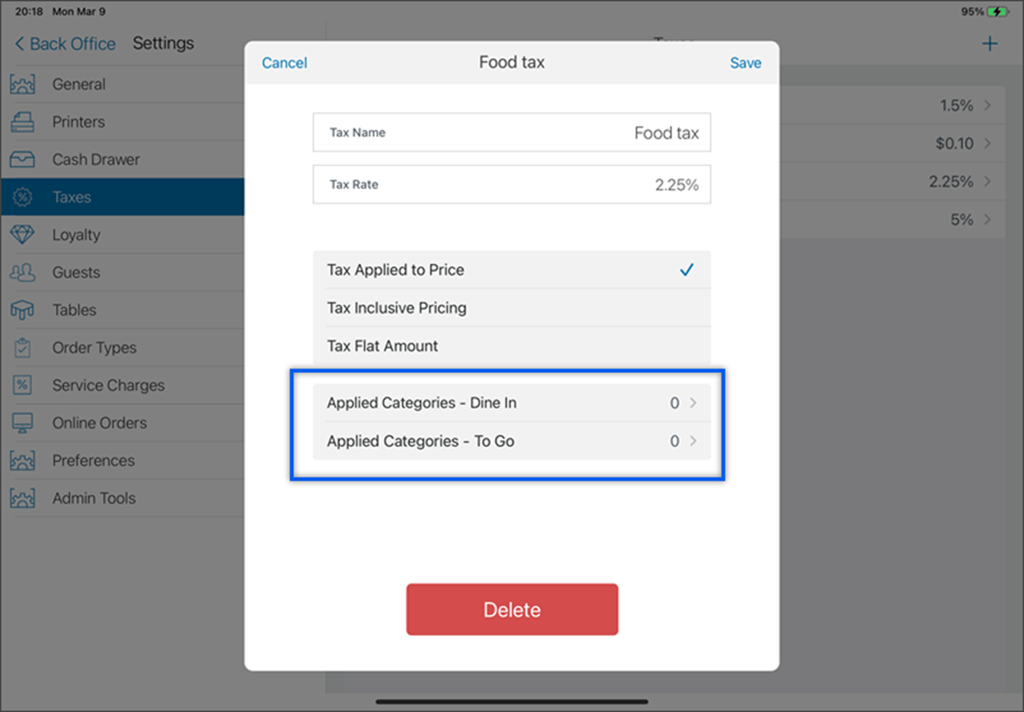 new tax form with applied categories highlighted